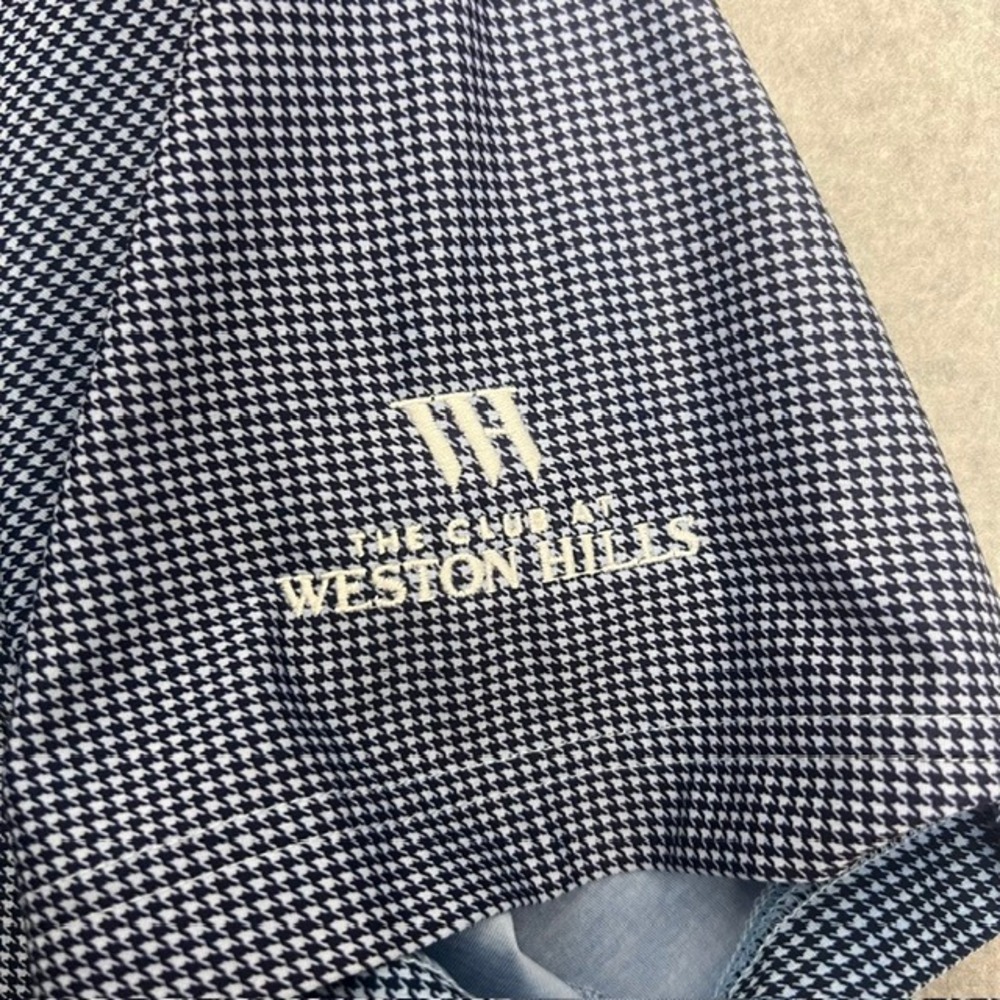 FootJoy Men's Blue Houndstooth Weston Hills Logo Polo Shirt Size‎ Large - Picture 3 of 7